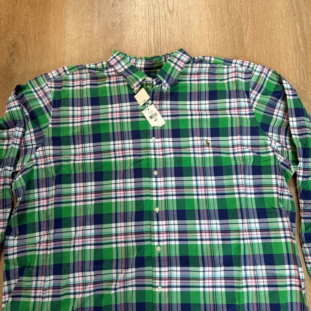 Polo Ralph Lauren Classic Fit Green Blue Plaid Workshirt Size 4XLT NWT‎